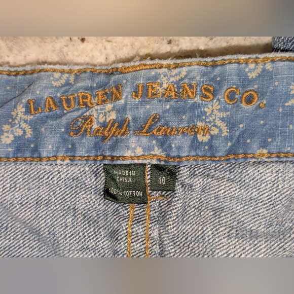 LRL Ralph Lauren Patchwork Straight Wide Leg Jeans Size 10 Vintage Distressed - Picture 5 of 16